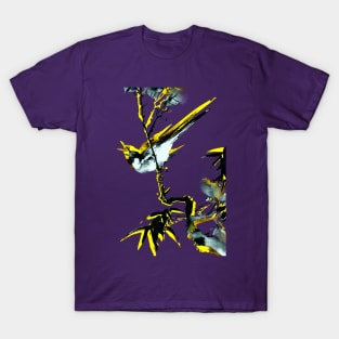 Bird singing, Japanese woodblock painting by blacklinesw9 2.0 T-Shirt